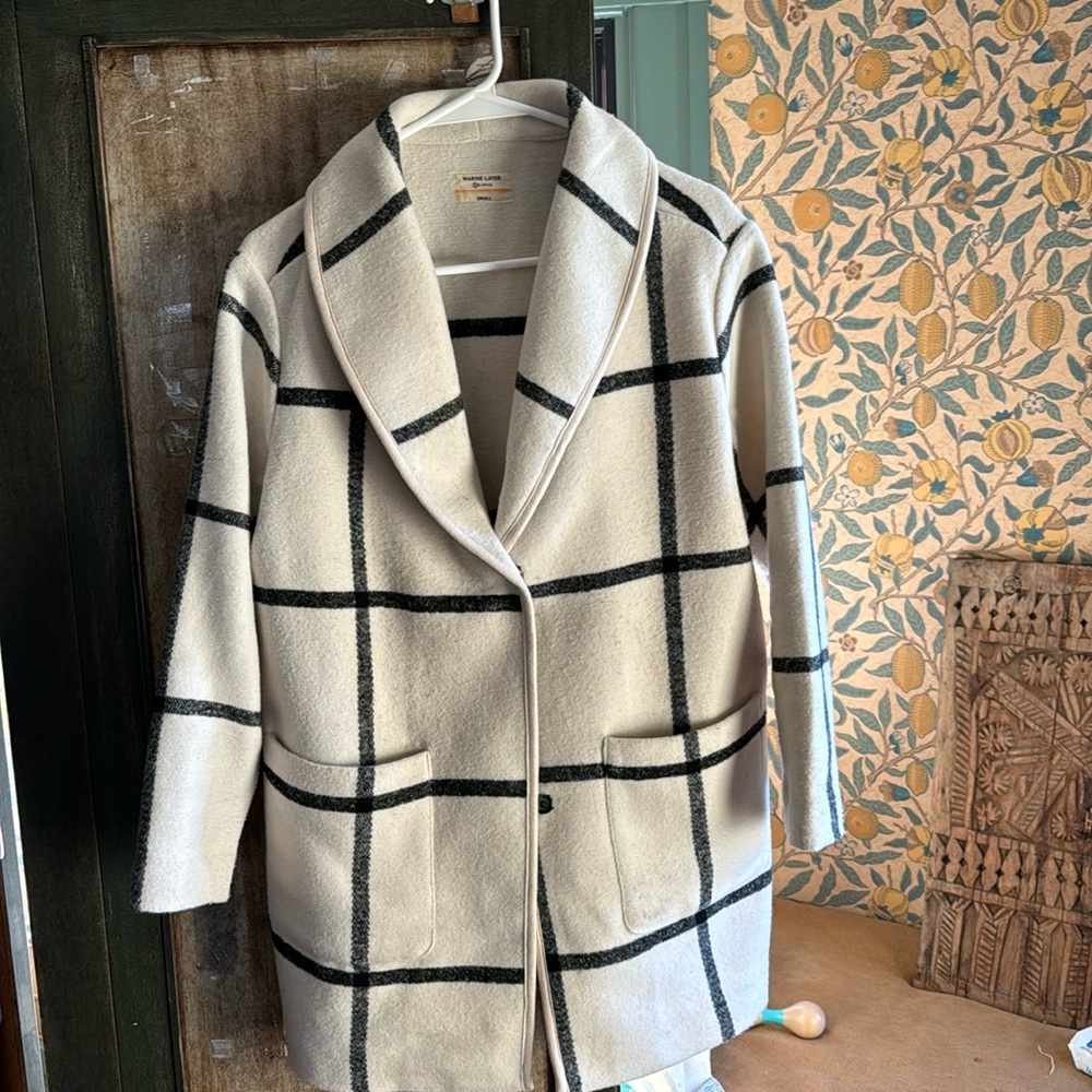 Marine Layer Shawl Collar cream coatigan (small)